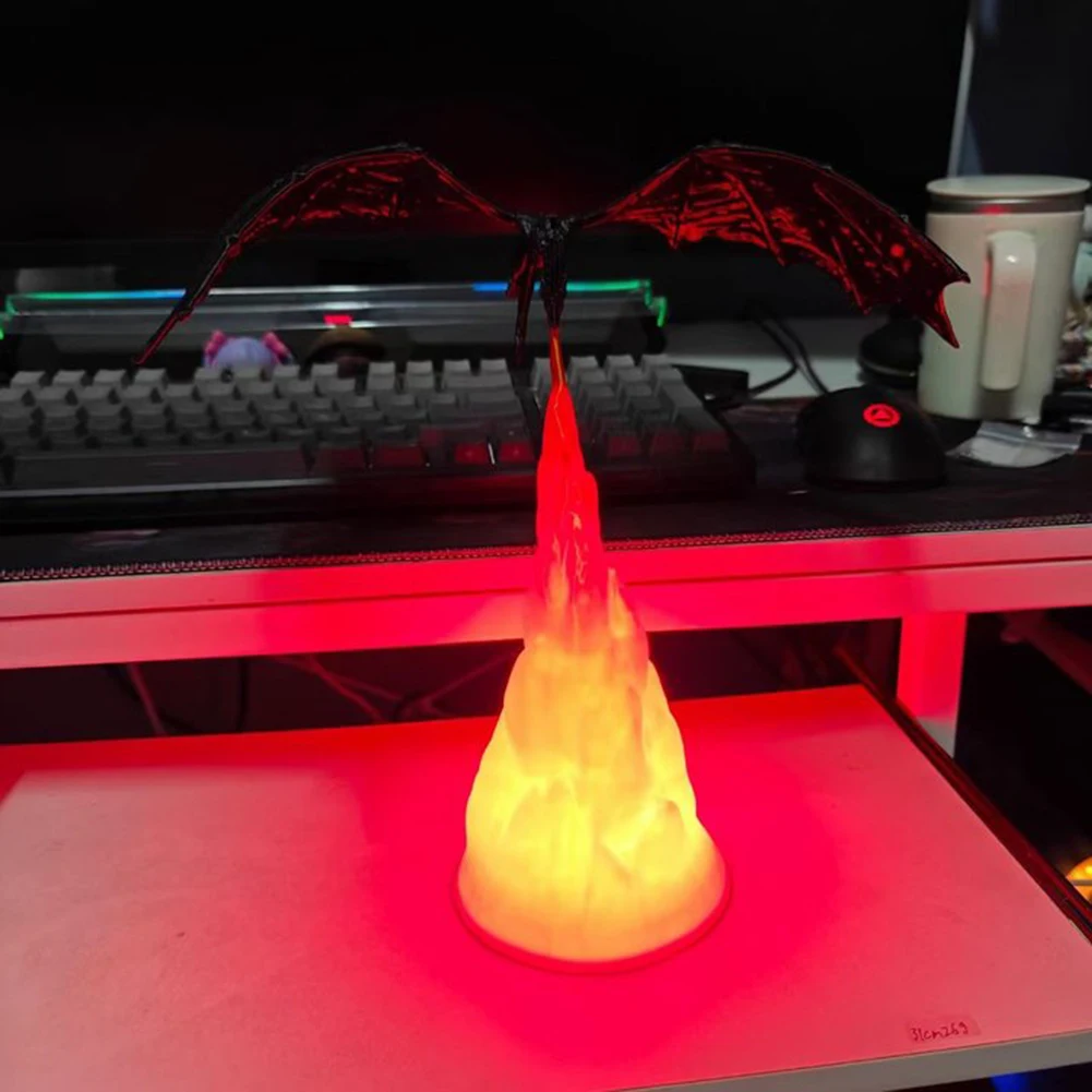 3D печатный огнедышащий дракон Wyvern книга уголок готический пламя украшение