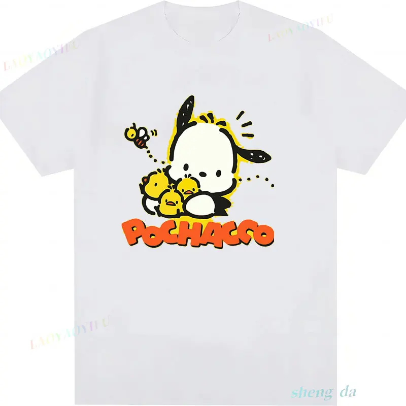 Популярные рубашки с героями мультфильмов аниме футболка Pochacco топ Harajuku Y2k