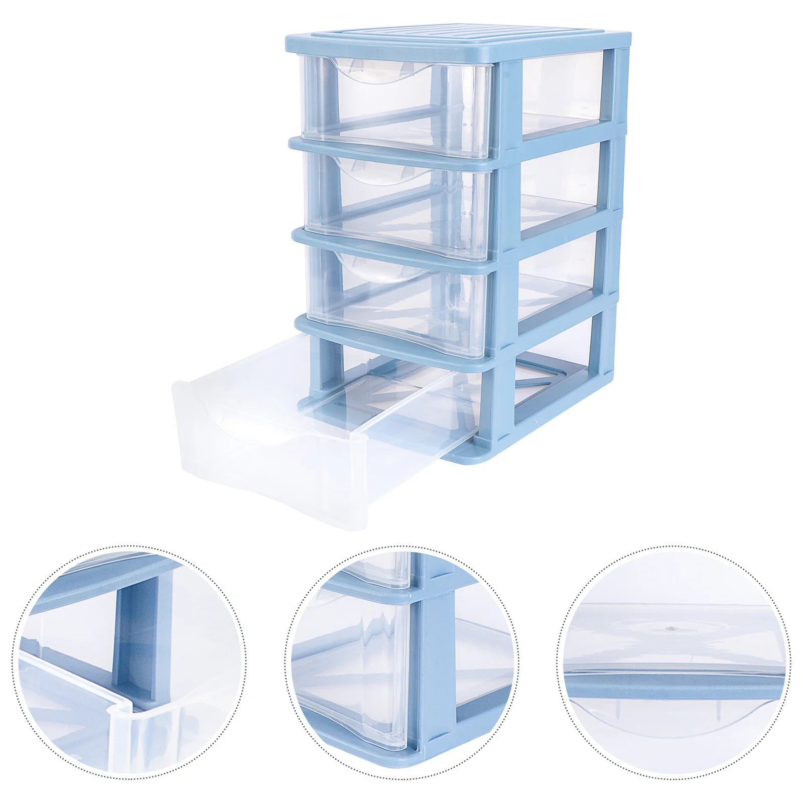

Small Storage Shelf Box Sundries Drawer 30.5X17.5CM Dustproof Container Blue Plastic Pp Office