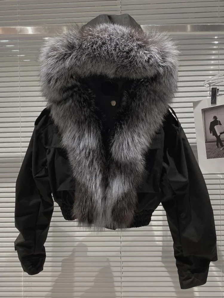 DEAT 2024 зимняя женская новая куртка с меховым воротником и подкладкой из