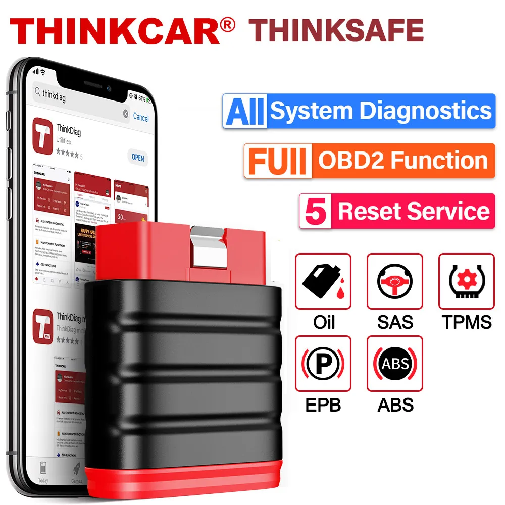 Thinkcar ThinkSafe OBD2 Scanner Professional Automotive Full System 5 Reset OBD 2 Code Reader Diagnostic Tools For Android IOS