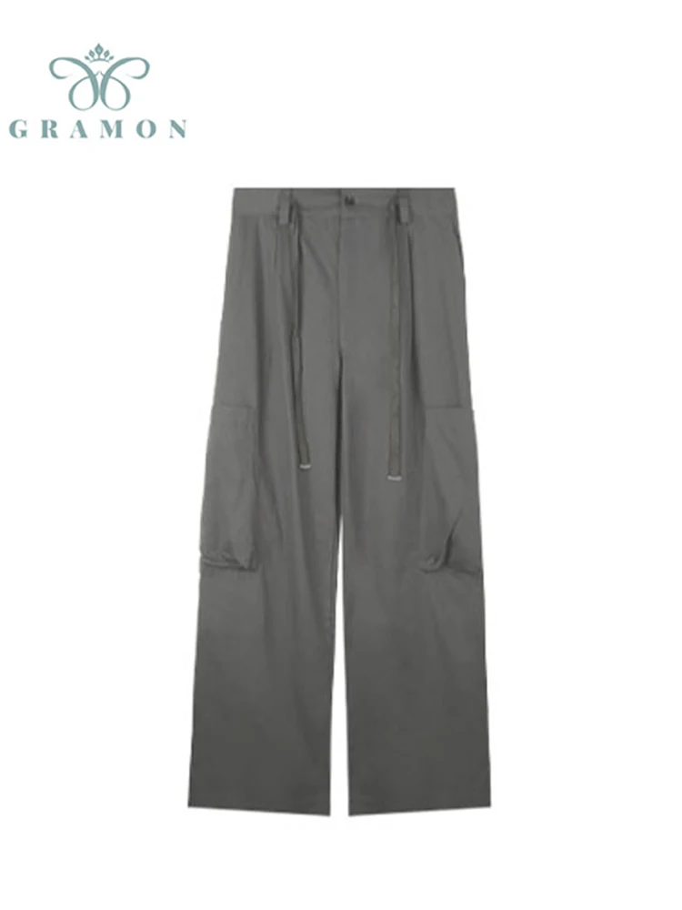 

Брюки-карго женские с завышенной талией, Модные Винтажные брюки-багги в уличном стиле 90-х, повседневные Прямые мешковатые брюки с эластичным поясом, осень 2022