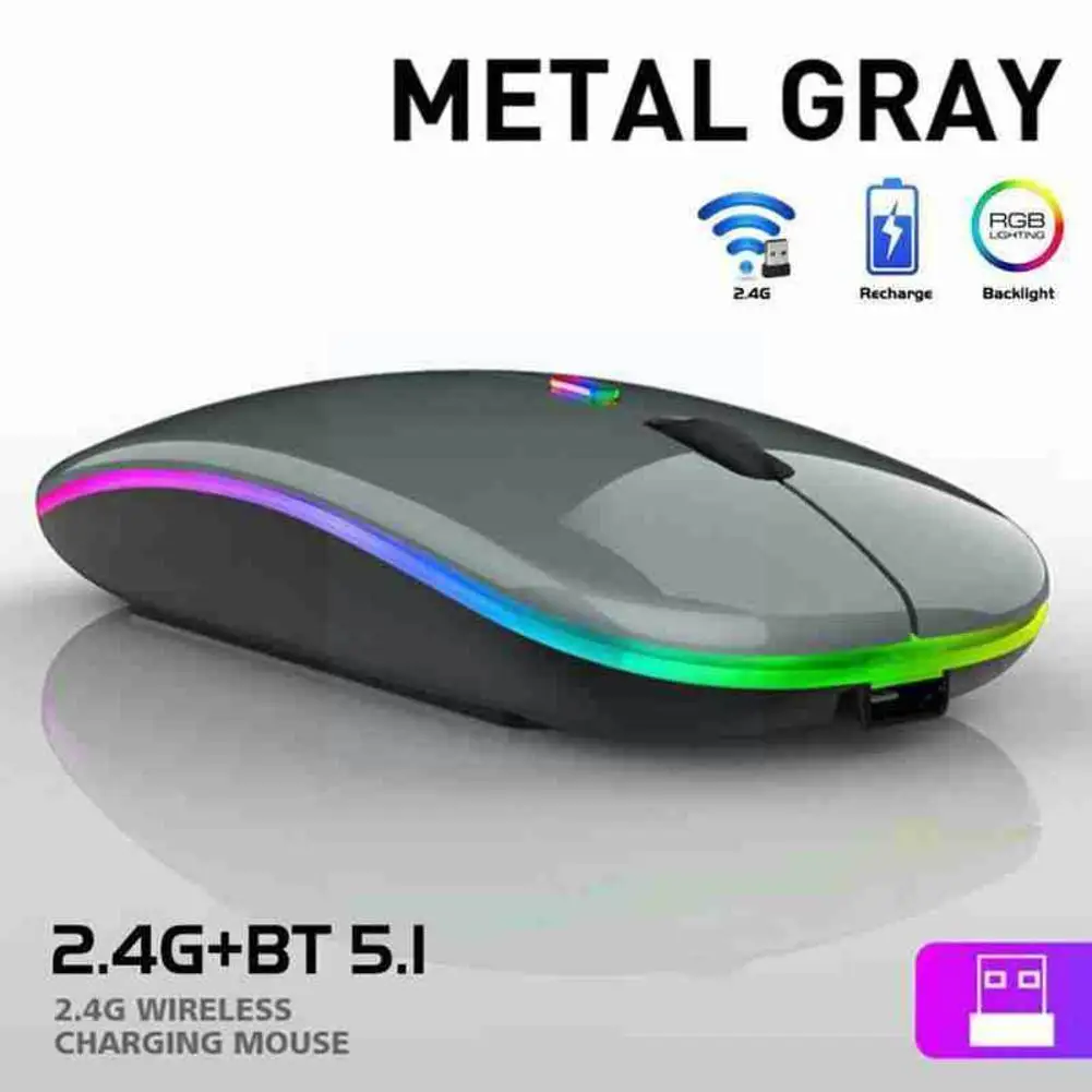 

Bluetooth Dual-mode Wireless Mouse Charging Silent Led Glowing Computer Mouse For Pc Laptop Silent Thin Usb Optical Gamer M L7w5