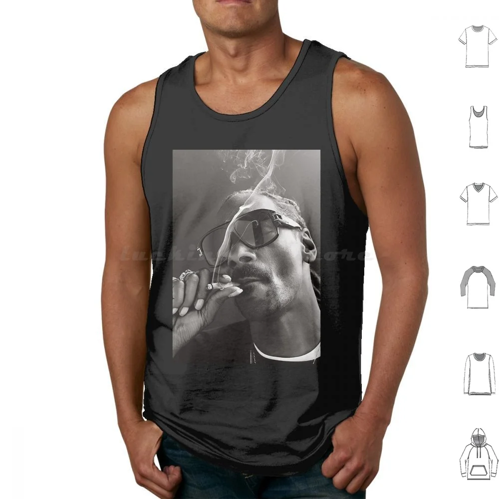 

Smoking Tank Tops Print Cotton Snoop Dog 420 Meme Hiphop Rap Old School Big West Coast West Coast Rap California