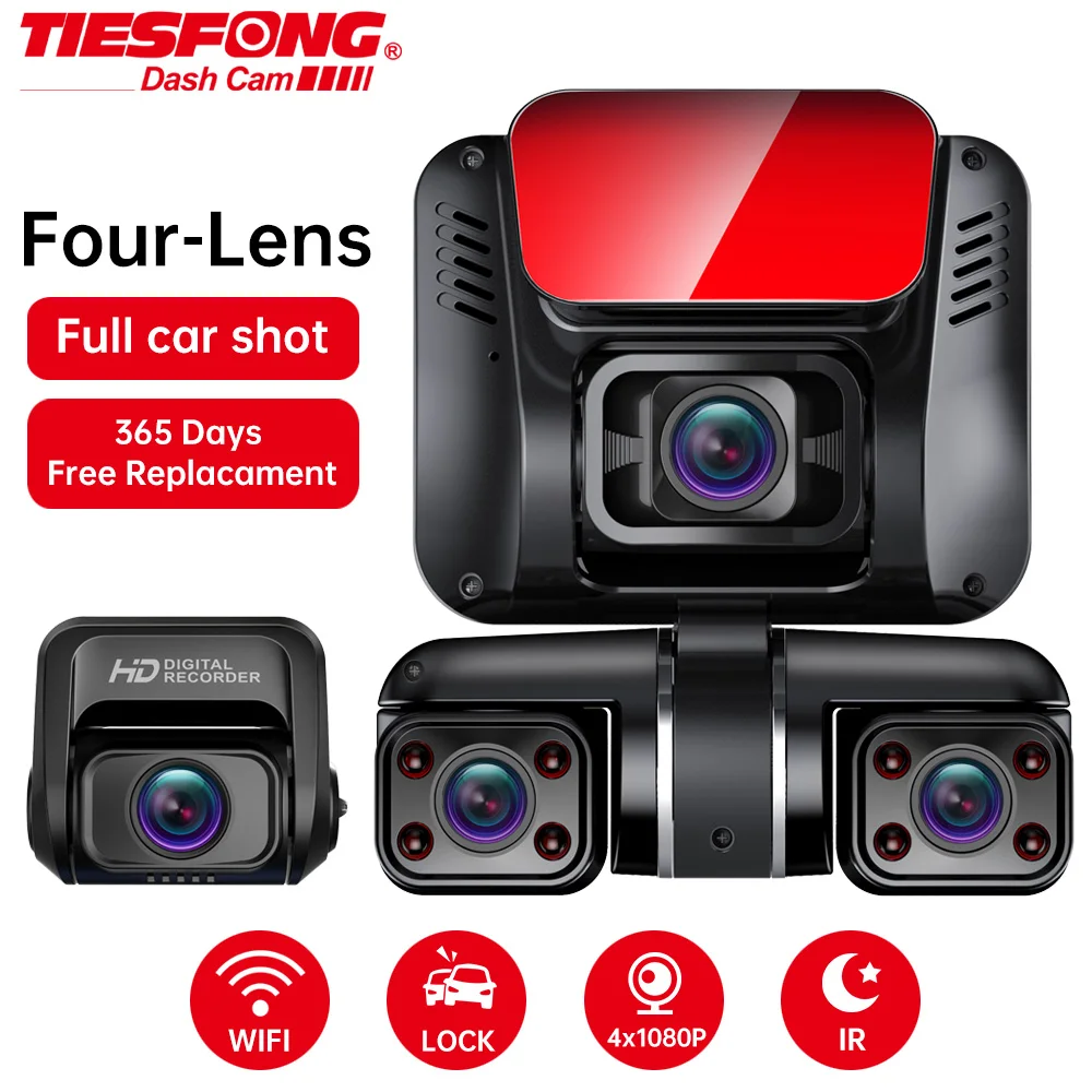 TiESFONG M10 видеорегистратор для 4-объектива UHD Автомобильный и задняя камера IR &amp WDR с