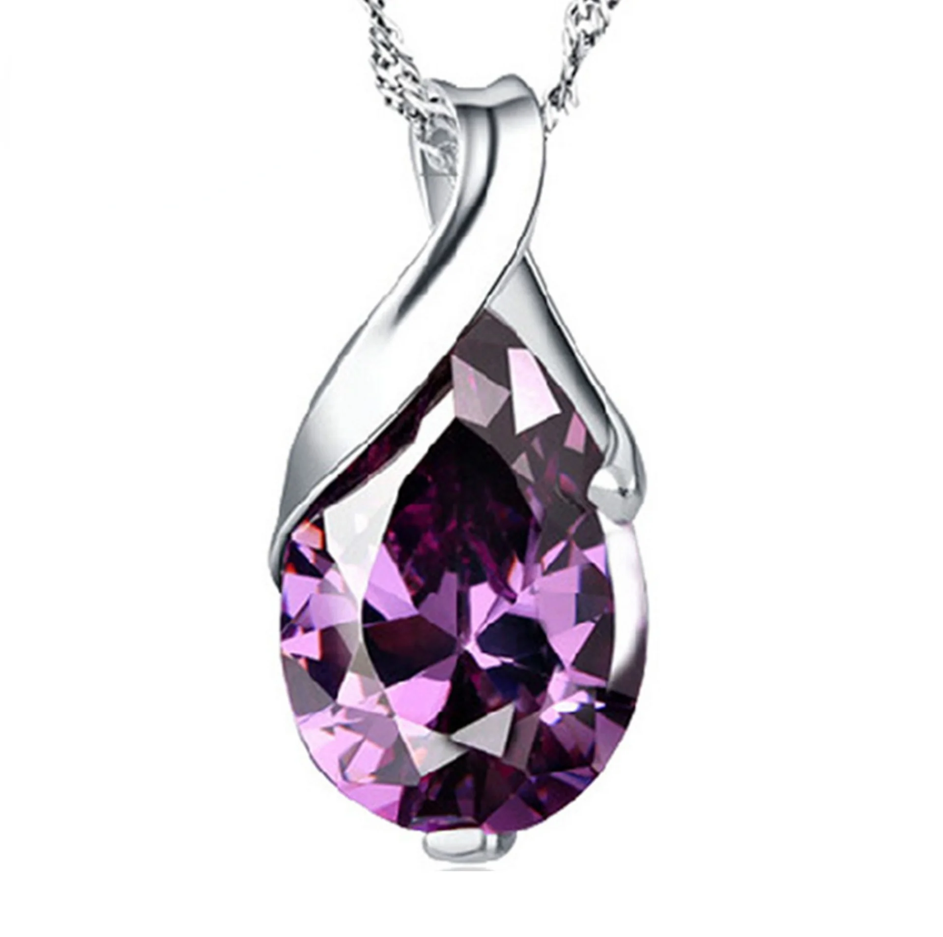 

Женское ожерелье из серебра 2022 пробы, с аметистом и каплями воды