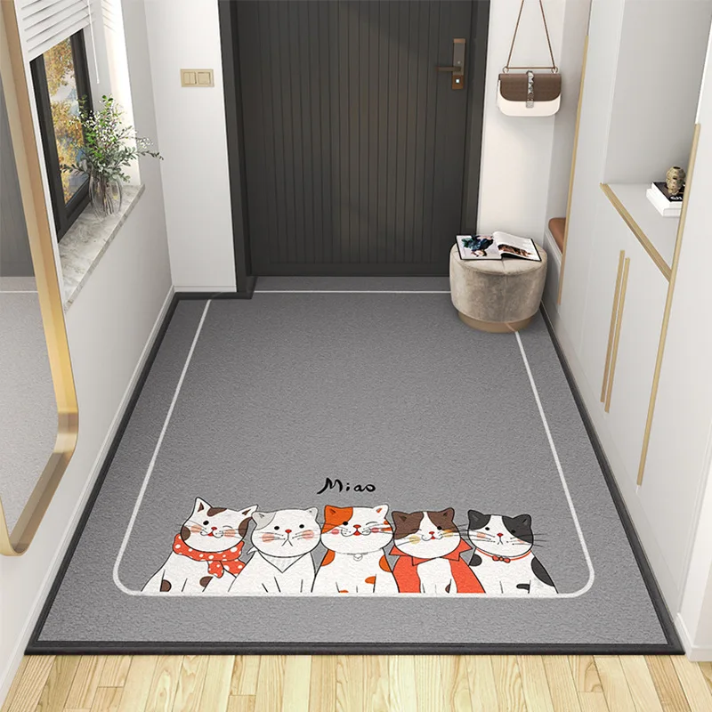 

Entrance Doormats Japanese Light Luxury Belgian Cashmere Carpet Mud Dusting Wear-resistant Rug Double-sided Non-slip Cartoon Mat