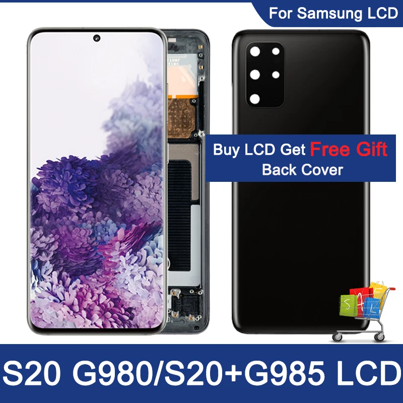 

LCD For Samsung Galaxy S20 G980 G980F G980F/DS Display Touch Screen Digitizer For Samsung S20 Plus G985 G985F + Free Back Cover