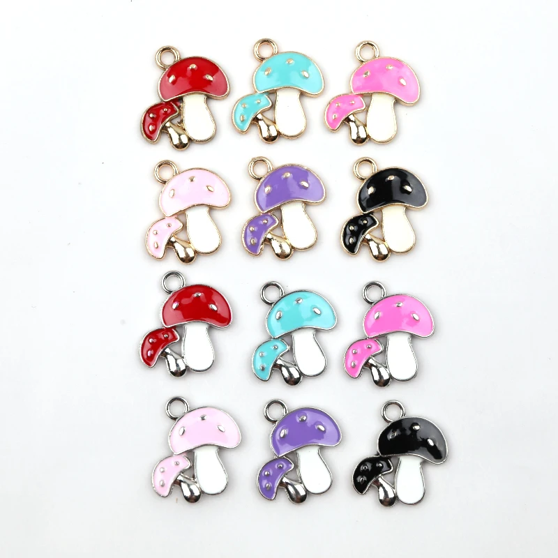 

10Pcs/Lot 6 Colour Lovely Oil Dripping Mushroom Alloy Pendant Metal Charms Pendant Earring Bracelet DIY Necklace Jewelry Making