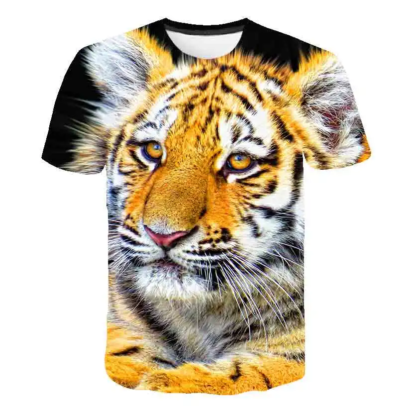 

3D printed Summer tiger Collection The latest fashion trend Harajuku children's Short sleeve T-shirt 2022 The hottest Tiger Tee