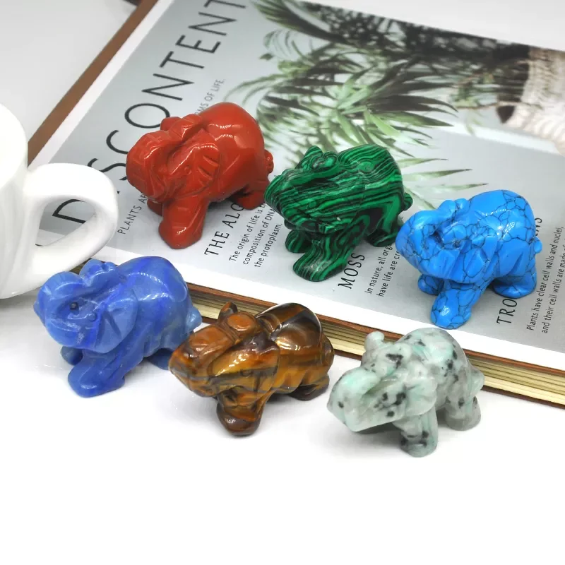 

Elephant Statue Natural Stones Rose Quartz Healing Crystals Carved Animal Figurines Room Decor Gem Craft Trinket Wholesale