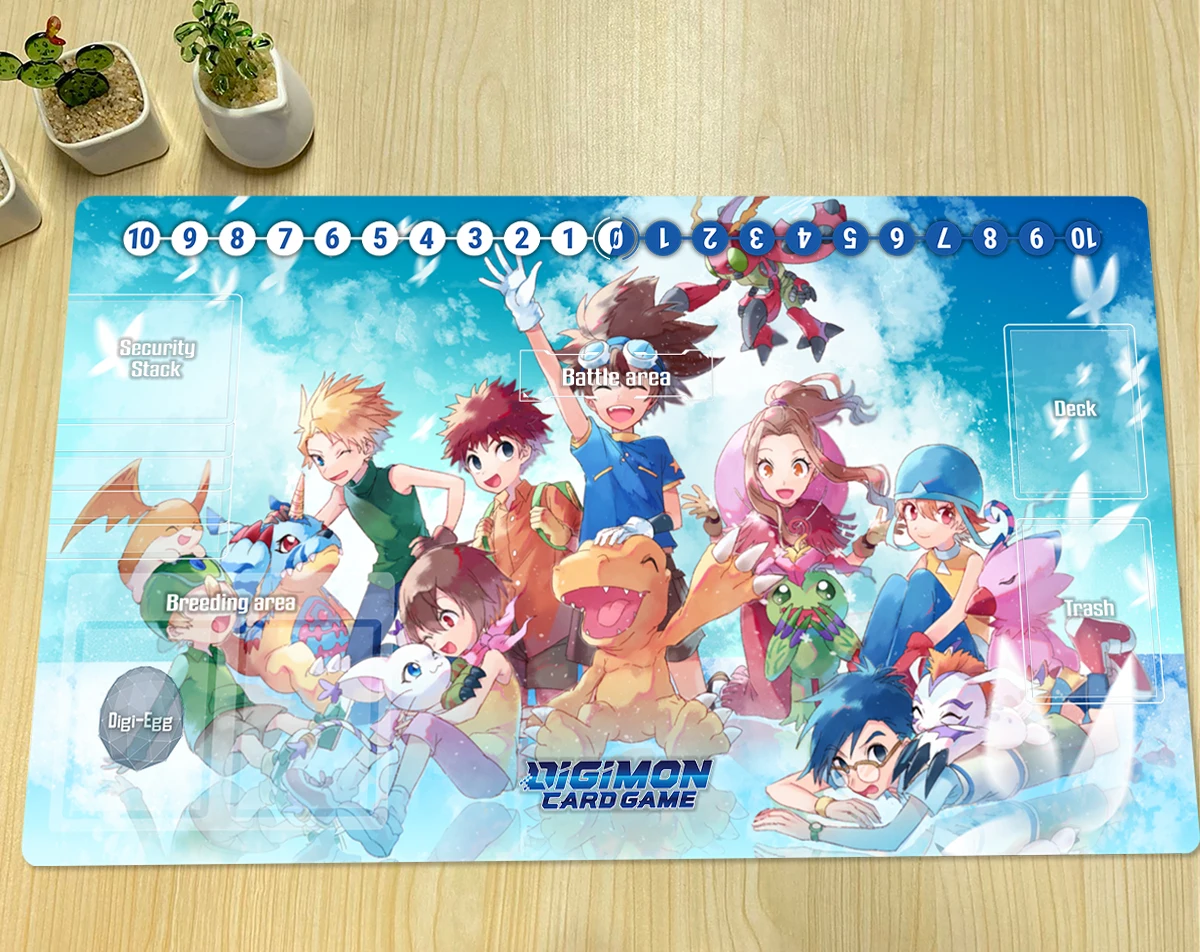 

Digimon TCG Playmat Agumon Tailmon Yagami Taichi & Hikari Tamer CCG Card Game Board Game Mat Mouse Pad Rubber Desk Mat Free Bag