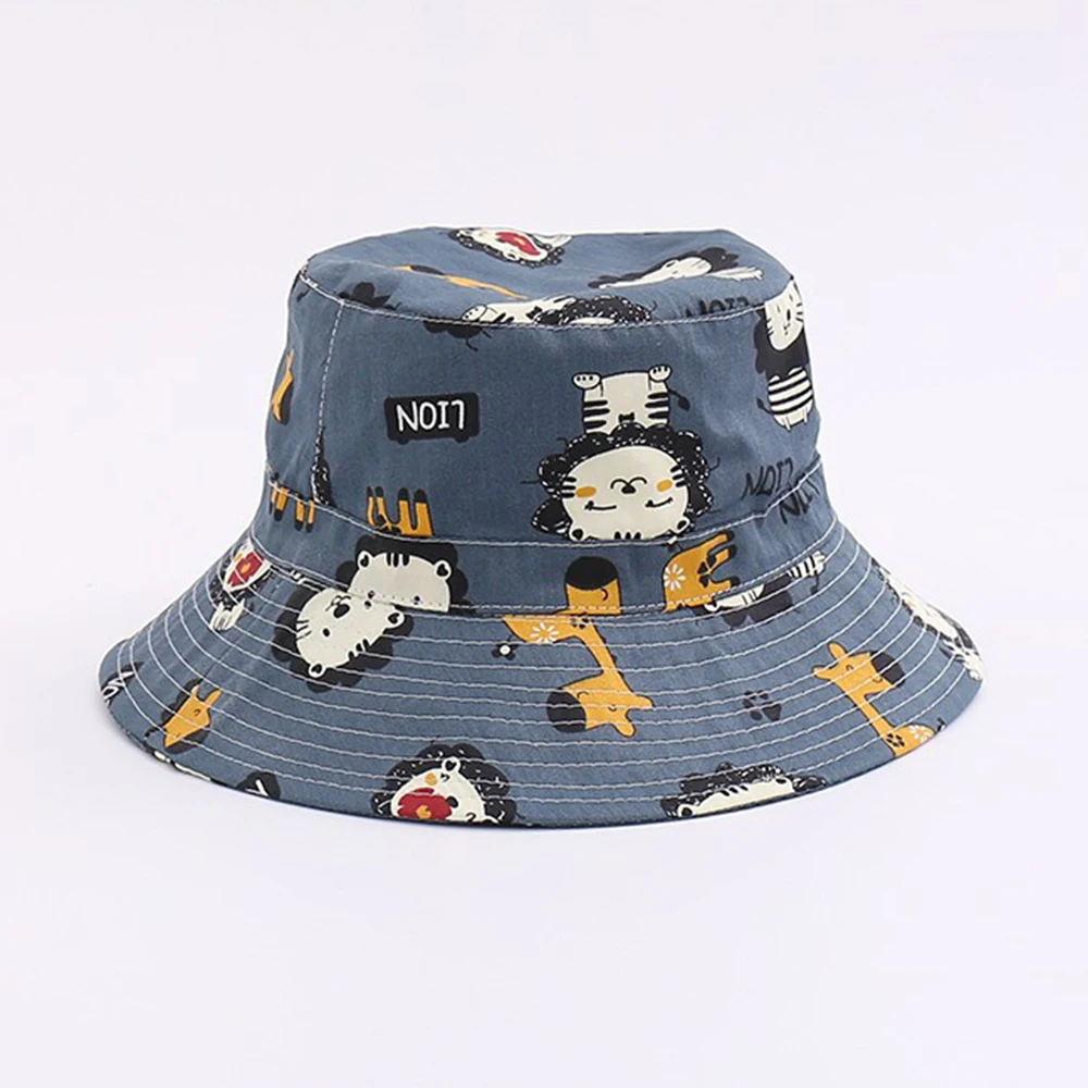 

Hat Bucket Kids Toddler Lion Print Children's Fisherman Hat Baby Spring Summer Pure Cotton Sun Hat Breathable Adjustable Caps