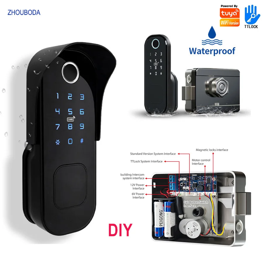 

Tuya App Smart Door Lock Waterproof Outdoor Gate Fingerprint Lock Card Digital Password Keyless Electronic Lock for Home Garden