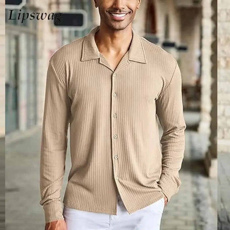 Рубашка мужская классическая с длинным рукавом приталенная Повседневная