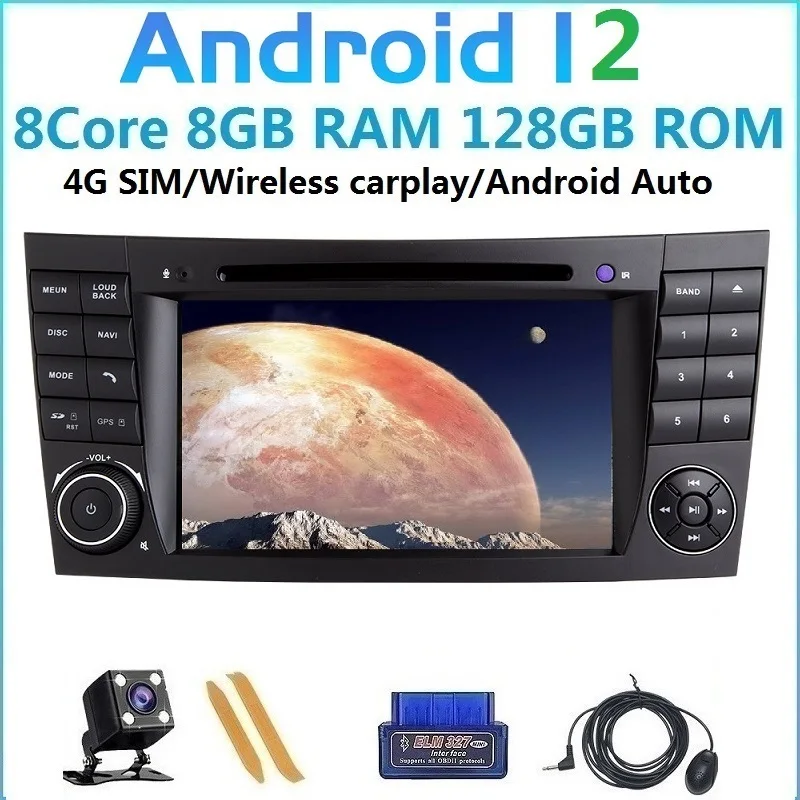 

4G SIM Android 12 Auto Radio For Mercedes Benz E Class W211 CLS W219 G W463 GLK W209 GPS Navigation Car Multimedia Player No CD