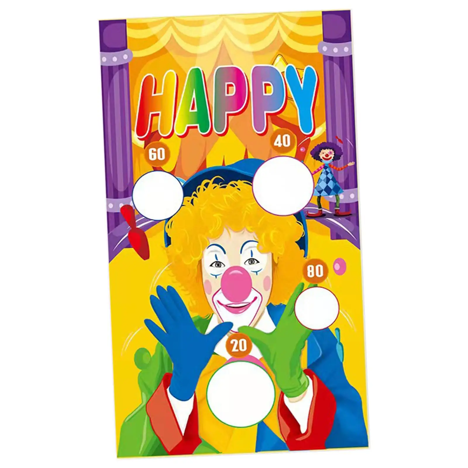 

Hanging Throwing Game Banner 75x135cm with 1PC Sandbag, 1PC 4M Rope Clown Pattern Toss Game Banner for Holiday Adults