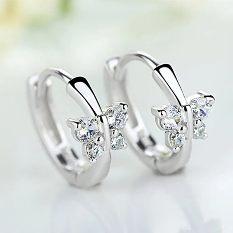 

Elegant CZ Butterfly Small Hoop Huggie Earrings for Women Girl