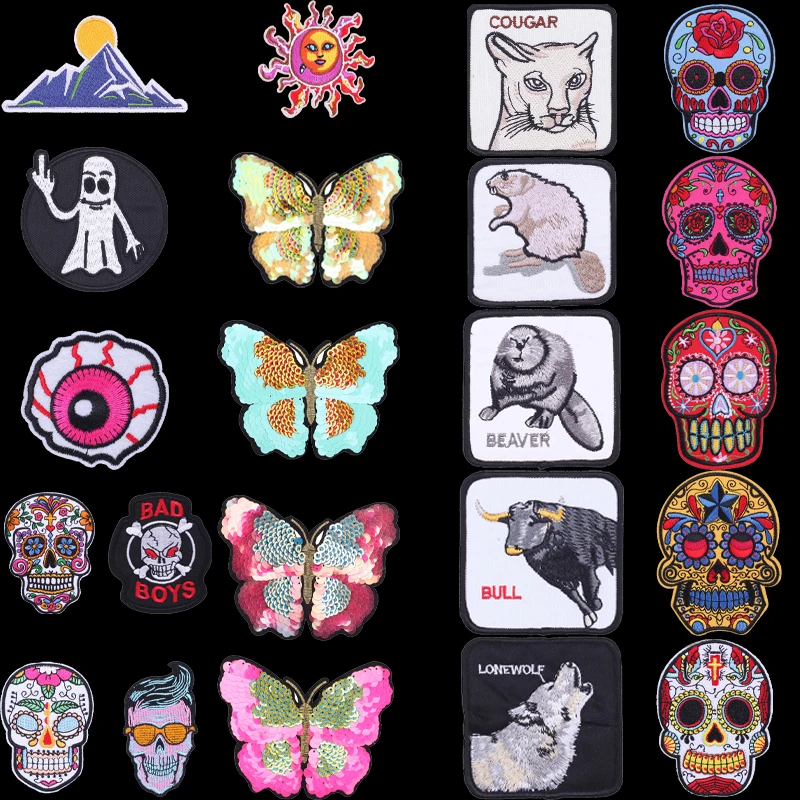 

Iron on Transfers for Clothing 2022 New Butterfly Embroidered DIY Patch Punk Sticker Cloth Badge Embroidery Clothing Patches