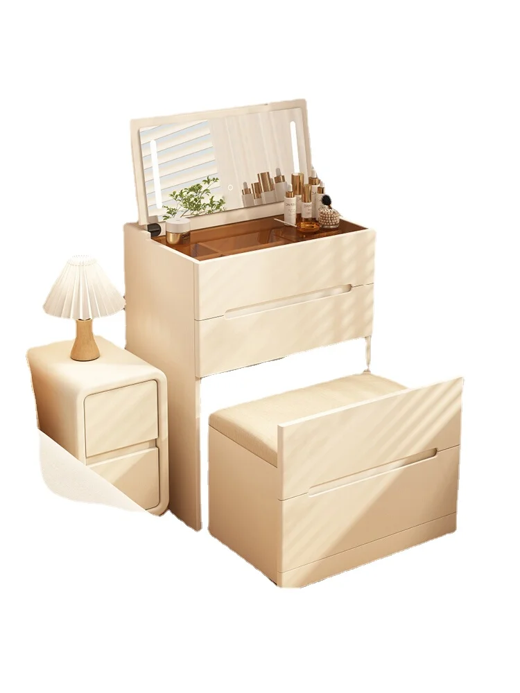 

Yy Solid Wood Dresser Small Cream Style Makeup Table Bedroom Modern Minimalist