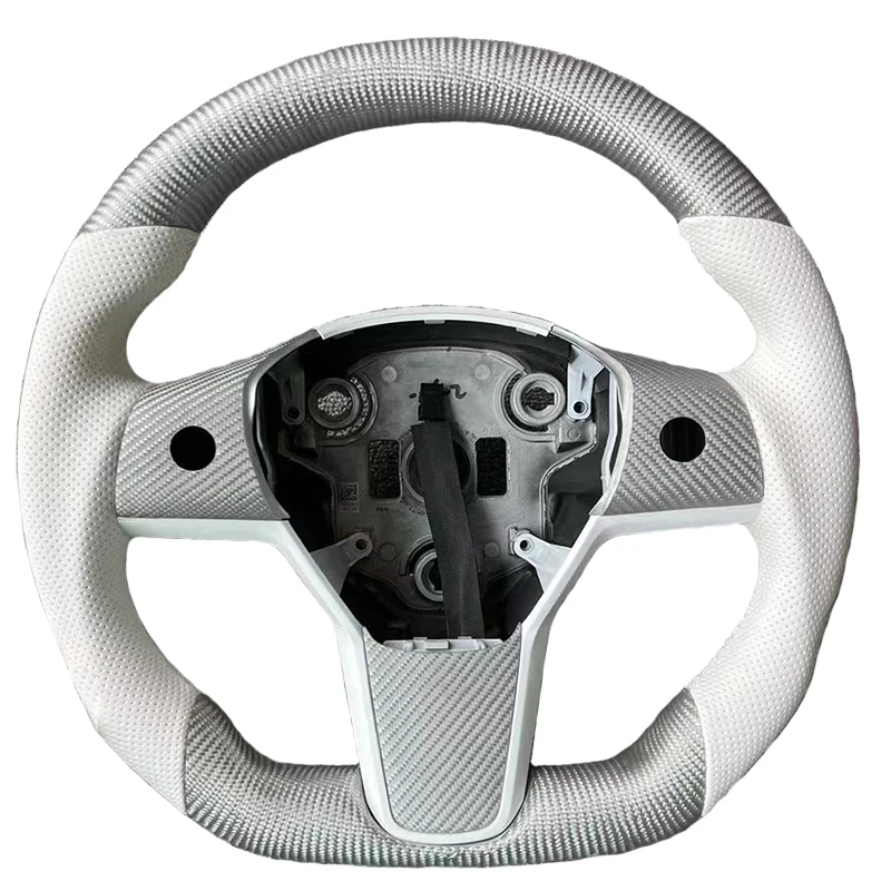 

350mm Customized Steering Wheel for Tesla Model 3 Model Y Real Carbon Steering Wheel NAPPA Leather With Heating