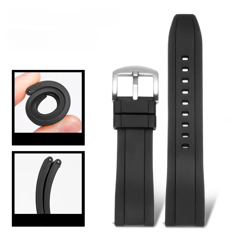 

Rubber watch strap men's quick release for Samsung Huawei Longines Omega Seiko IWC Rolex black and green water ghost strap
