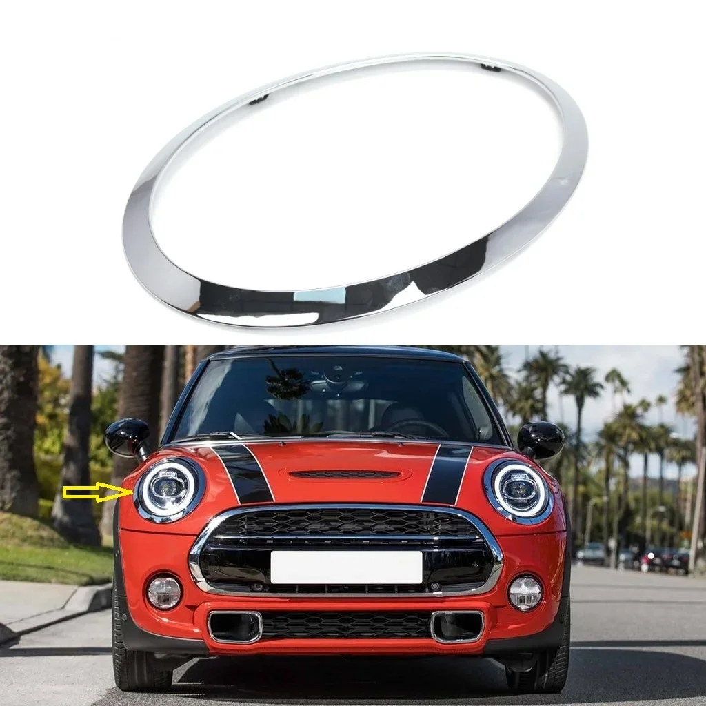 

Хромированная рамка накладки на фару для MINI Cooper F55 F56 F57 2014+ Хром, серебристая, левая и правая передняя фара, кольцо для бровей, накладка