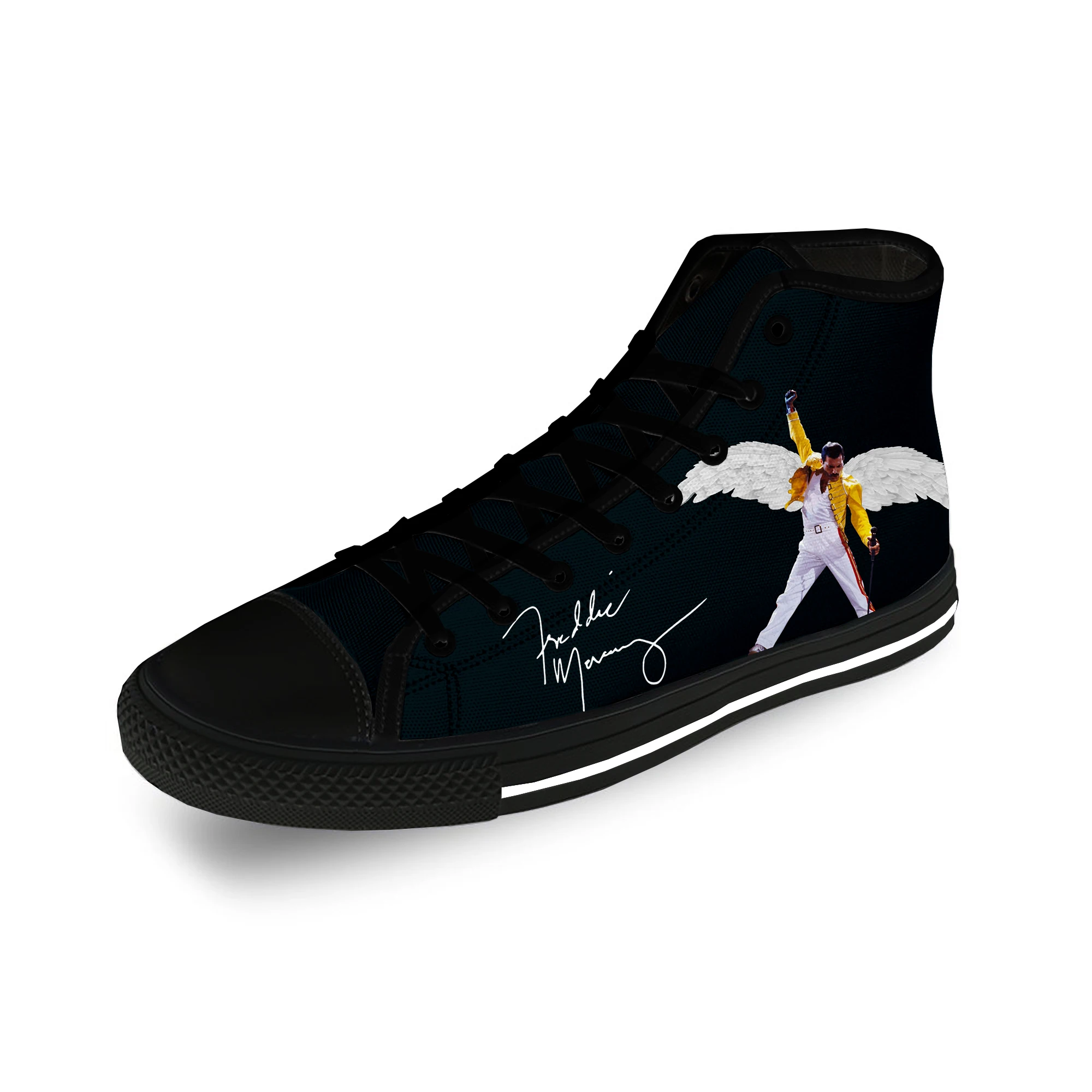 

Freddie Mercury The Show Must Go On Rock Casual Cloth 3D Print High Top Canvas Shoes Men Women Lightweight Breathable Sneakers