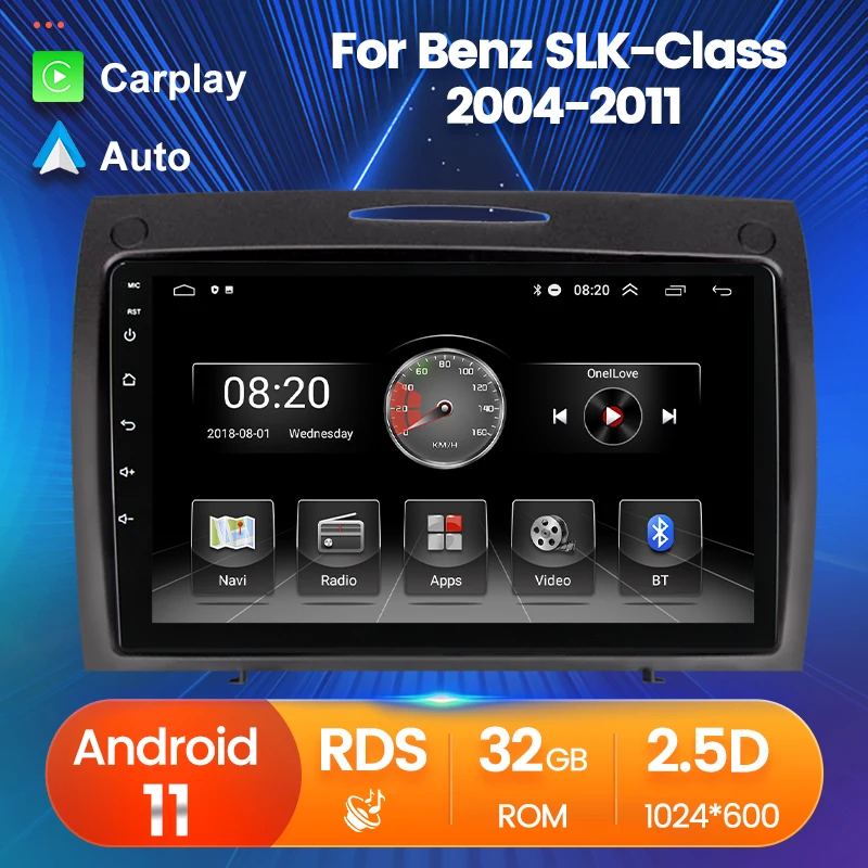 

Автомагнитола на Android 11 с GPS-навигацией для Mercedes Benz SLK-Class 2004-2011 мультимедийный плеер 2 ГБ + 32 ГБ RDS FM/AM BT NO 2 DIN