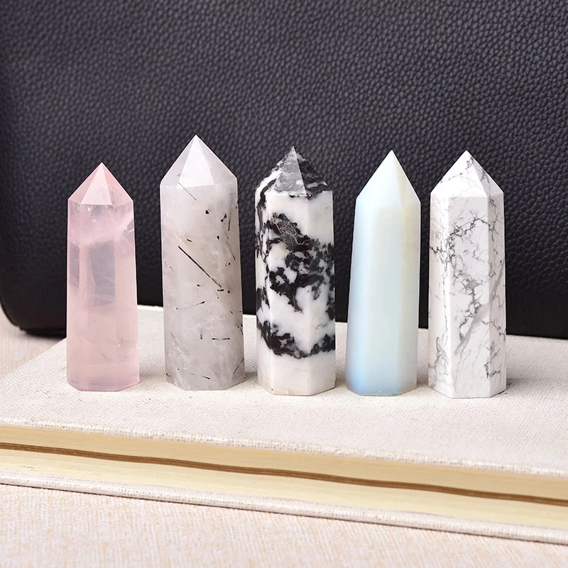 

35 Colours Runyangshi Natural Stones Crystal Point Wand Rose Quartz Healing Gem Electroplate Angel Aura Home Decoration 1pcs