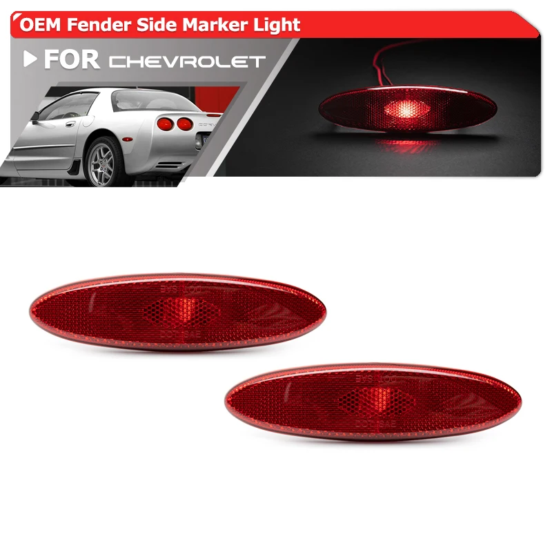 

2x For Chevrolet Chevy Corvette C5 1997 1998 1999 2000 2001 2002 2003 2004 OEM Side Marker Lights Auto Fender Flare Lamps