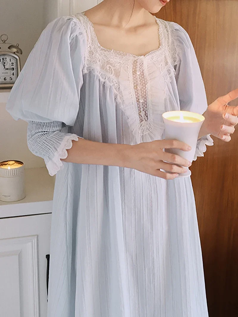 Женская пижама из чистого хлопка во французском стиле ночная рубашка винтажные