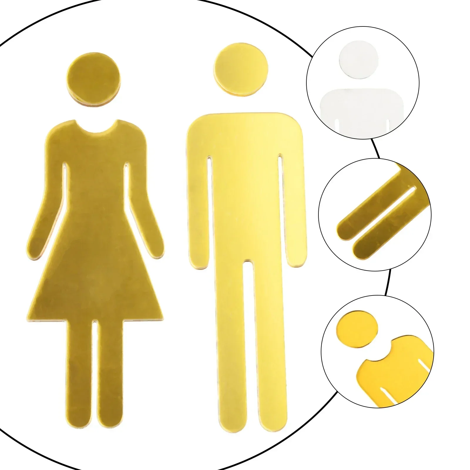 3D акриловая вывеска для туалета самоклеящаяся мужчин и женщин знак наклейка