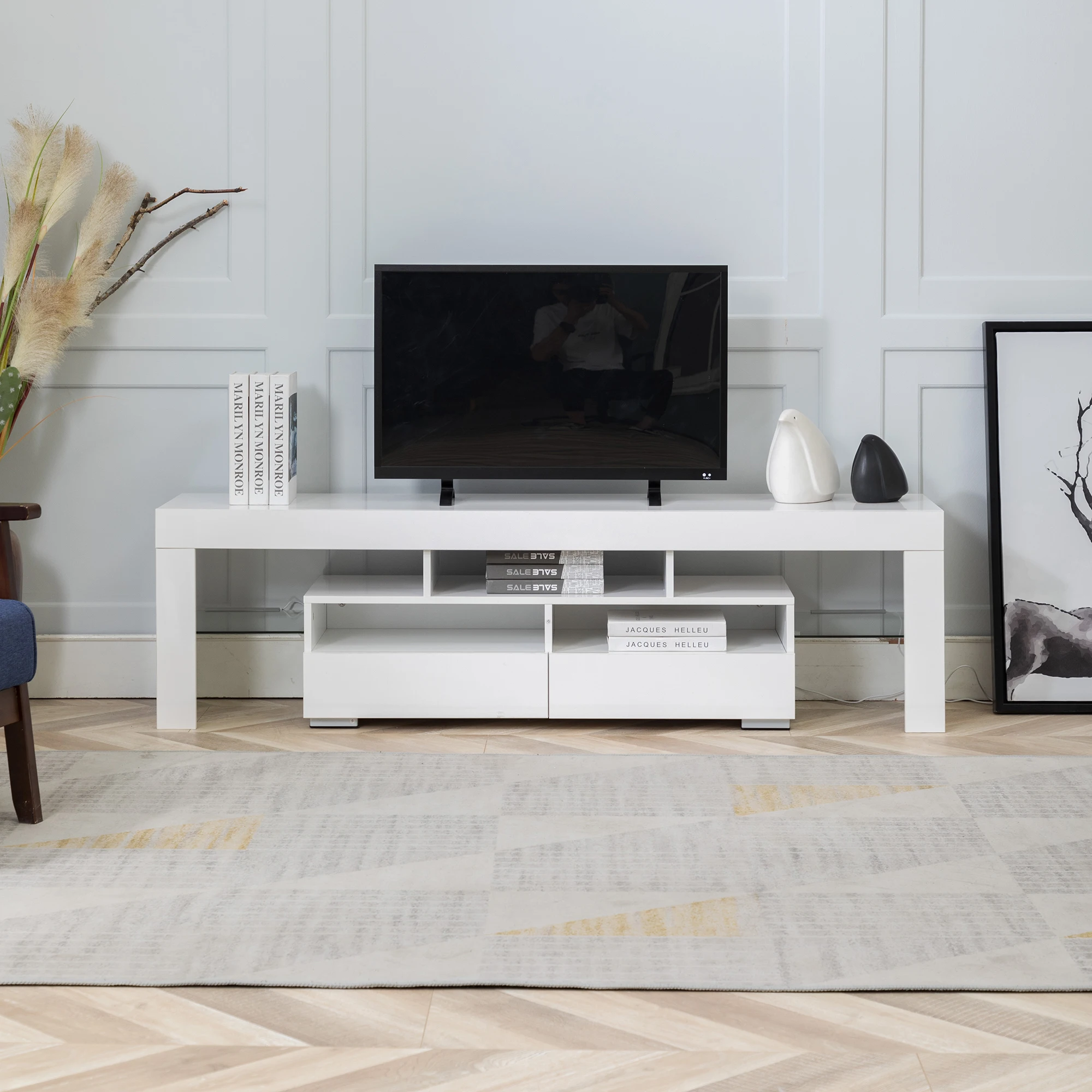 For 65 Inch Tv Flat Screen Tv Cabinet Gaming Consoles W/led[