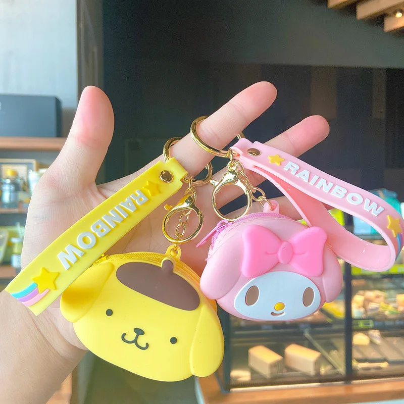 Sanrio брелок для ключей с мультяшным рисунком hello kitty силиконовый кошелек монет
