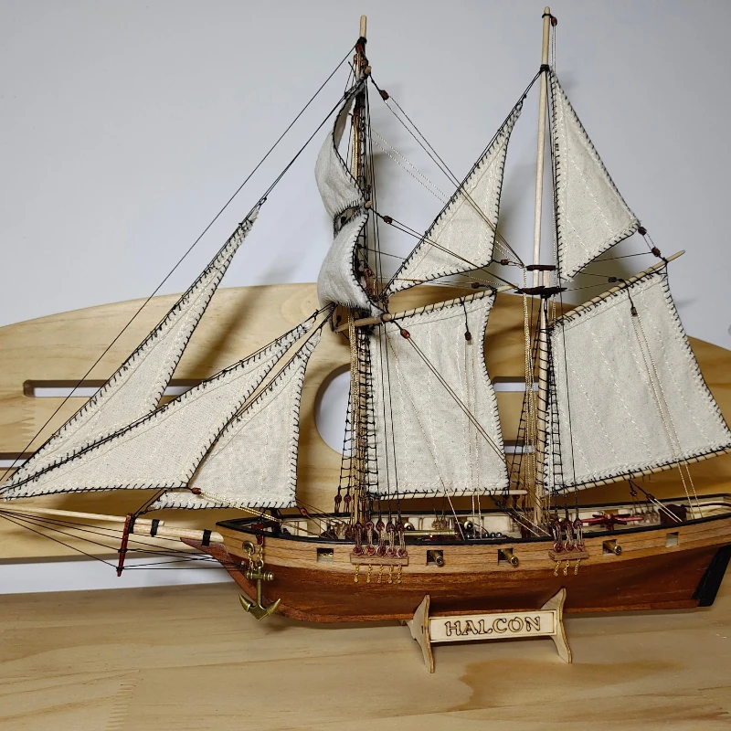 

DIY 1:100 Scale Miniatura Halcon ship Wooden Building Small Sailboat Ship Kits Home Model Decoration Boat Puzzle Toys