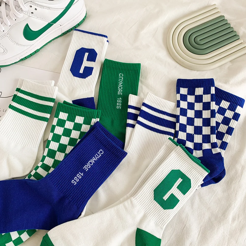 Women Socks Flower Stripe Pattern Cute Kawaii Japanese Korean Style Cotton Harajuku Funny Breathable Casual Spring Floral Socks