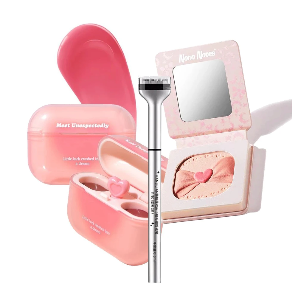 Набор для макияжа в Корейском стиле GOGO TALES двойной блеск губ Порошковые румяна