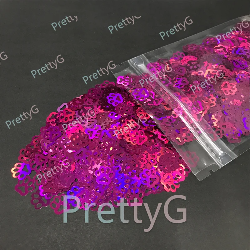 

58 г в упаковке, голографические Блестки для ногтей с принтом лапы PrettyG, хлопья для маникюра, аксессуары для украшения.