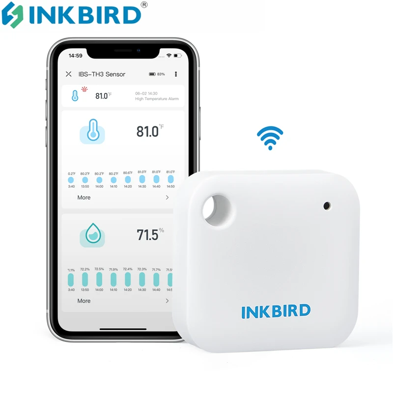 

INKBIRD Indoor Convenient Thermometer and Hygrometer IBS-TH3 WIFI 2-in-1 Smart Sensor for Temperature & Humidity App Control
