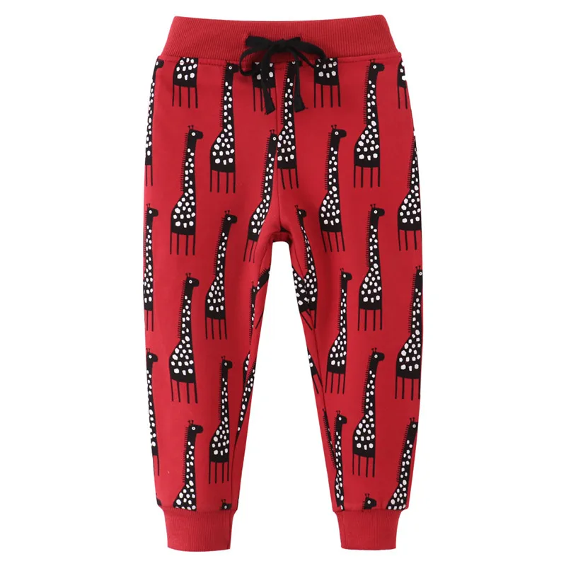 

Jumping Meters New Arrival Giraffe Print Autumn Spring Children's Sweatpants Hot Selling Kids Full Pants Drawstring Baby Pants