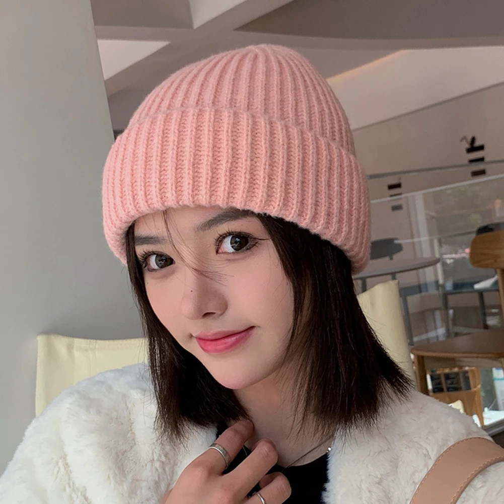 Winter Casual Hat Women's Knitted Wool Cap Warm Ear Protector Head Caps Fashion Warm Knitted Hat Skiing Cycling Equipment