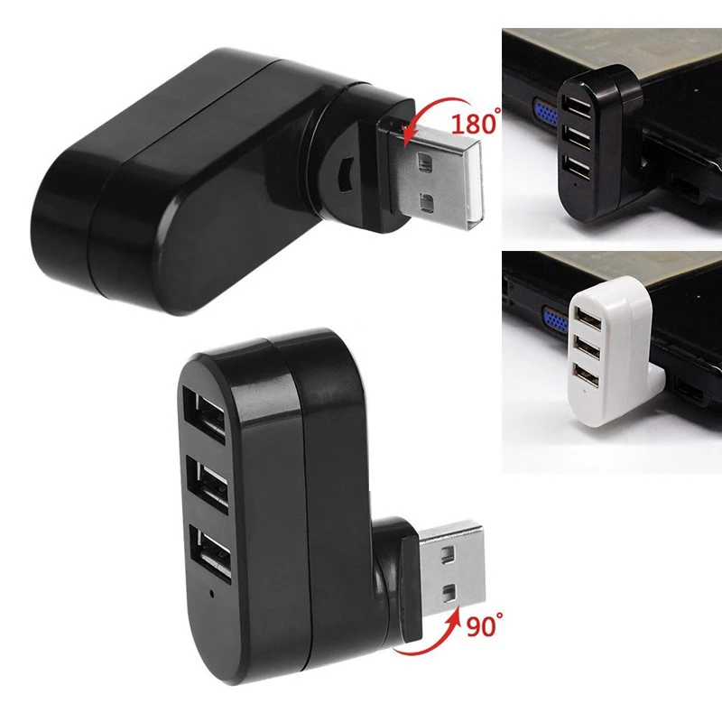 Универсальный адаптер USB 2 0 с 3 портами 180 градусов OTG для передачи данных ПК