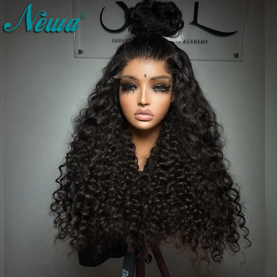 Фото Newa Hair Curly Glueless Wig 5x5/6x6 HD Парик с кружевной застежкой Предварительно выщипанные натуральные черные человеческие волосы HD Кружевной фронтальный парик Отбеленные узлы №4