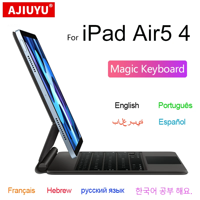 Magic Keyboard For iPad Air 5 4 10.9 Pro 11 2022-2018 M2 12.9 6th 5th 4th 3rd Gen Case Keyboard Portuguese Russian Arabic German