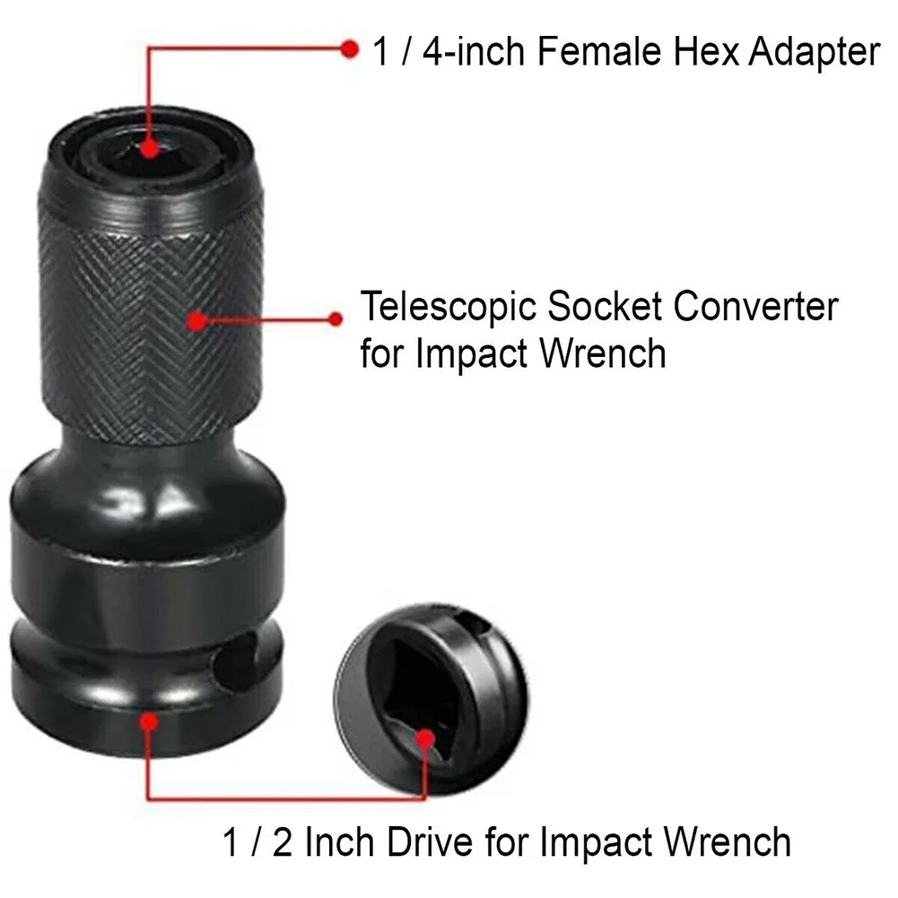

Electric Wrench Conversion Head Hexagon Socket 1/2 To 1/4 Batch Head Conversion Head The Socket Converter Adapter For Impact