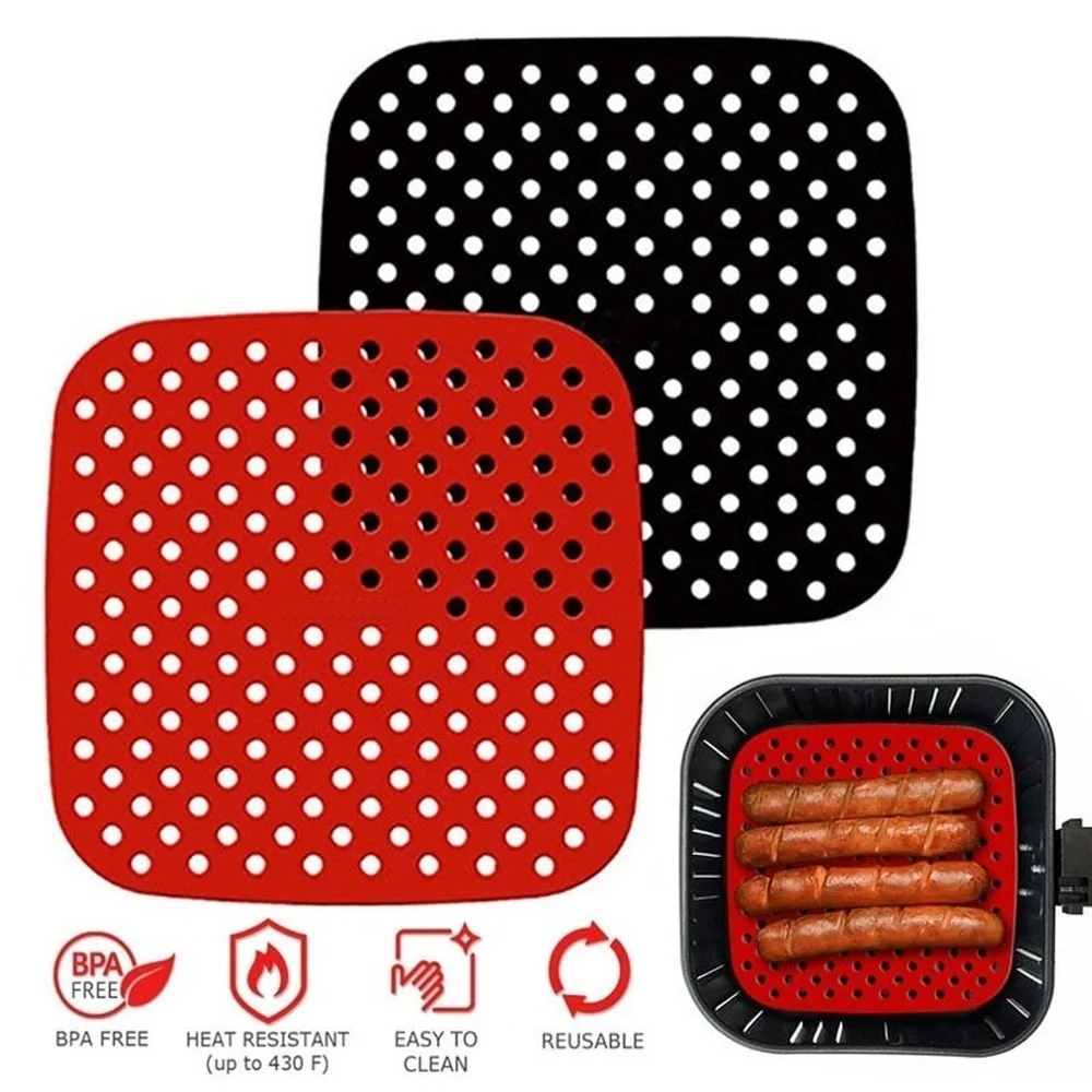 Air Fryer Liner Air Fryer Mat Food Grade Non-Stick Silicone Fryer Basket for 7.5~9-Inch Air Fryers Steamers