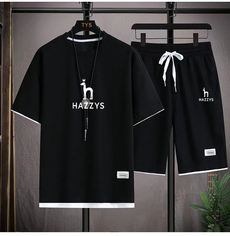 

Костюм спортивный мужской из футболки и шортов, из льняной ткани