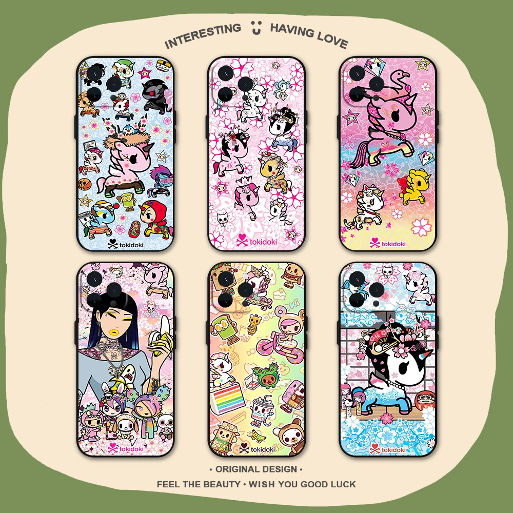 Tokidokis Unicorn Phone Case for iPhone 11 12 13 14 15 16 Max Pro Plus Soft Shell