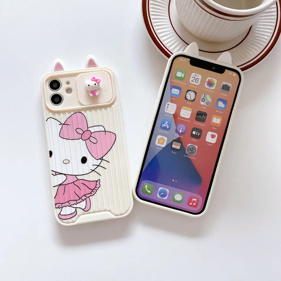 Чехол Hello Kitty для iPhone 7/8P/X/XR/XS/XSMAX/11/12Pro/12mini с милым стереонаушником.